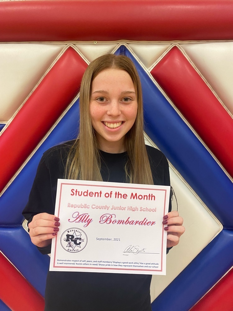 Ally Bombardier is Republic County Junior High School’s Student of the Month for September